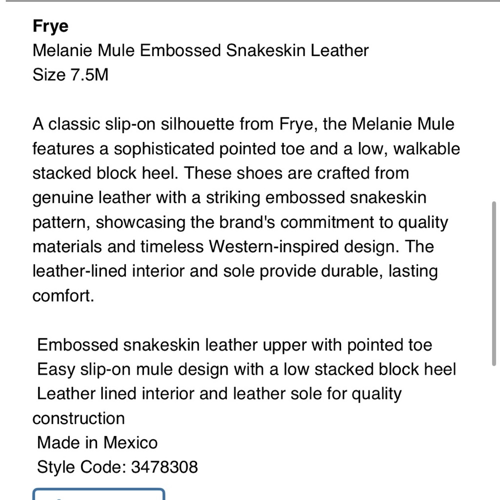 VINTAGE Frye Leather Melanie Snakeskin Embossed Mule - Picture 7 of 7